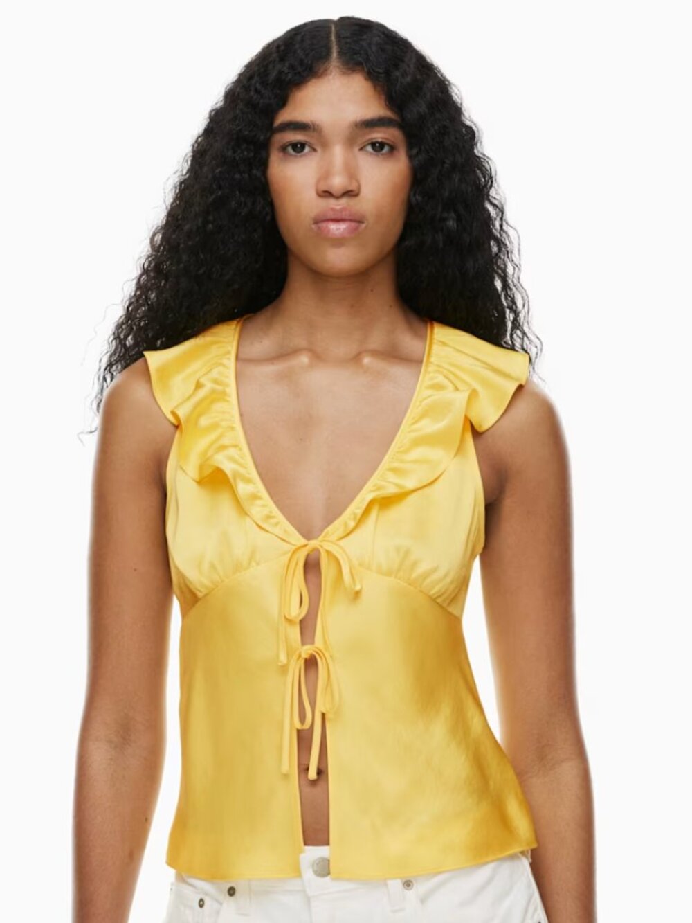 Aritzia Wilfred Tonka Satin Blouse in yellow